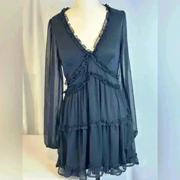 NWT - Ella Ruffle Mini Dress - Black (Size M) - Picture 6 of 11